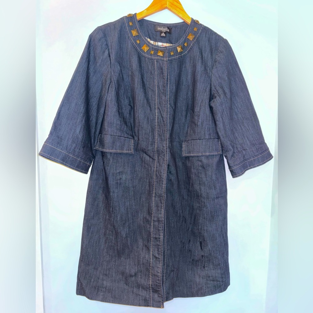 Isabella Suits Denim Knee Length Coat Size 10